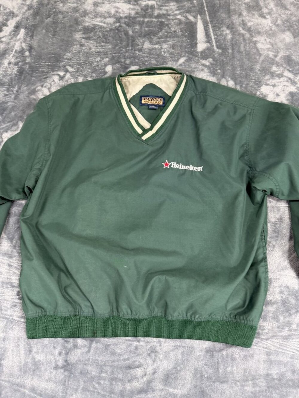 Harvard Square Mens Green Heineken V-Neck Pullover Windbreaker XL